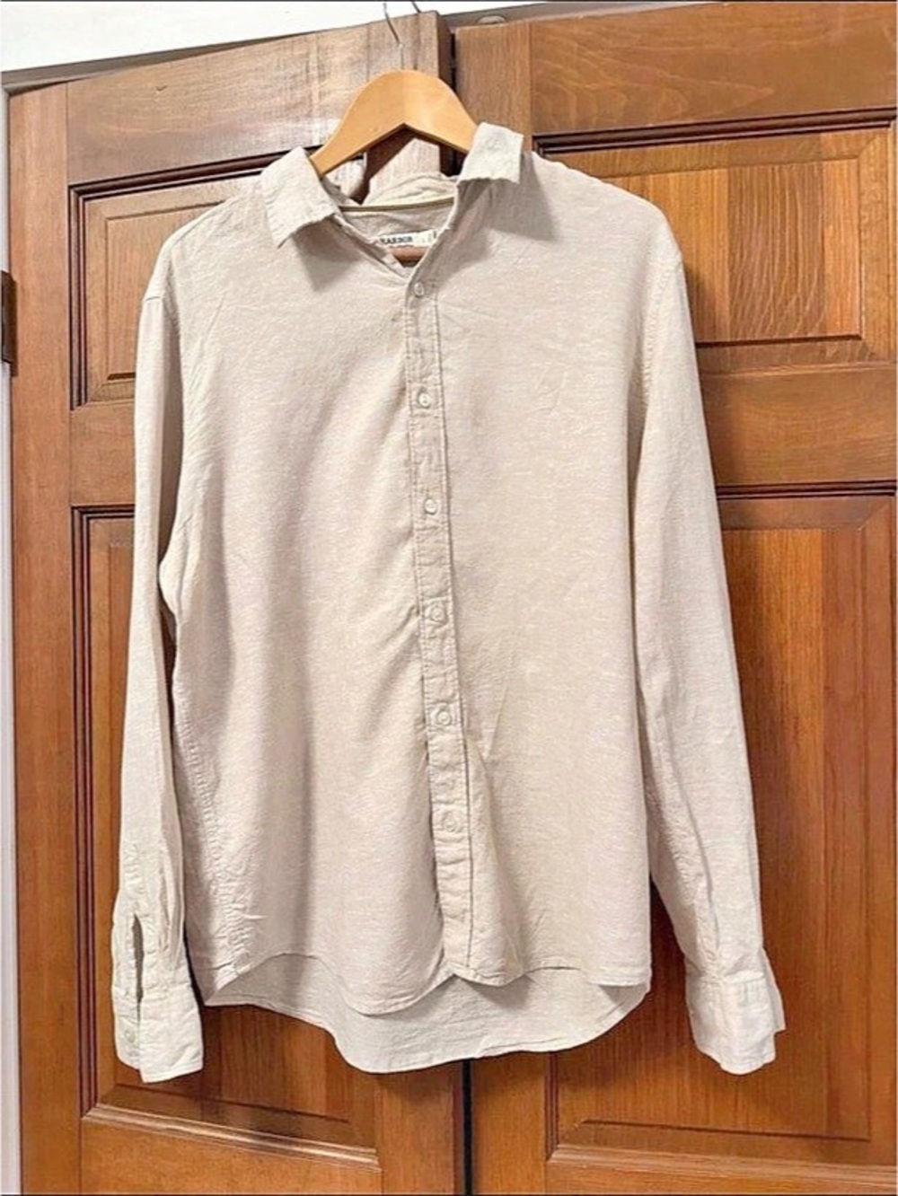 Fair Harbor Men's Button Down Shirt in cream beige Size Large